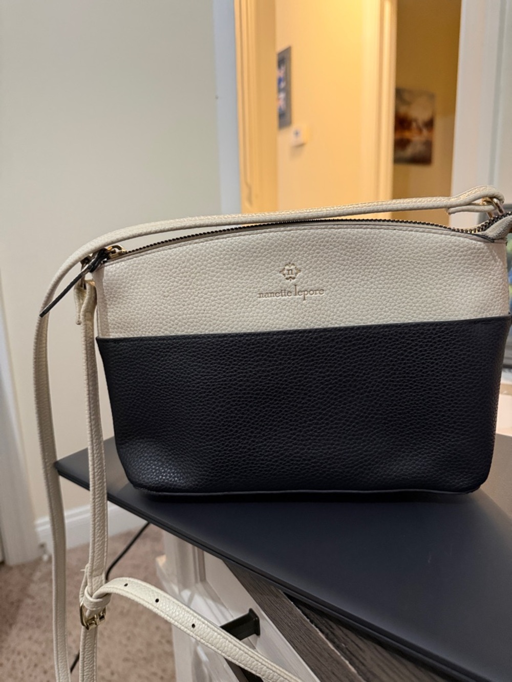 Nanette Lepore Two-Tone Crossbody in Black and Cream